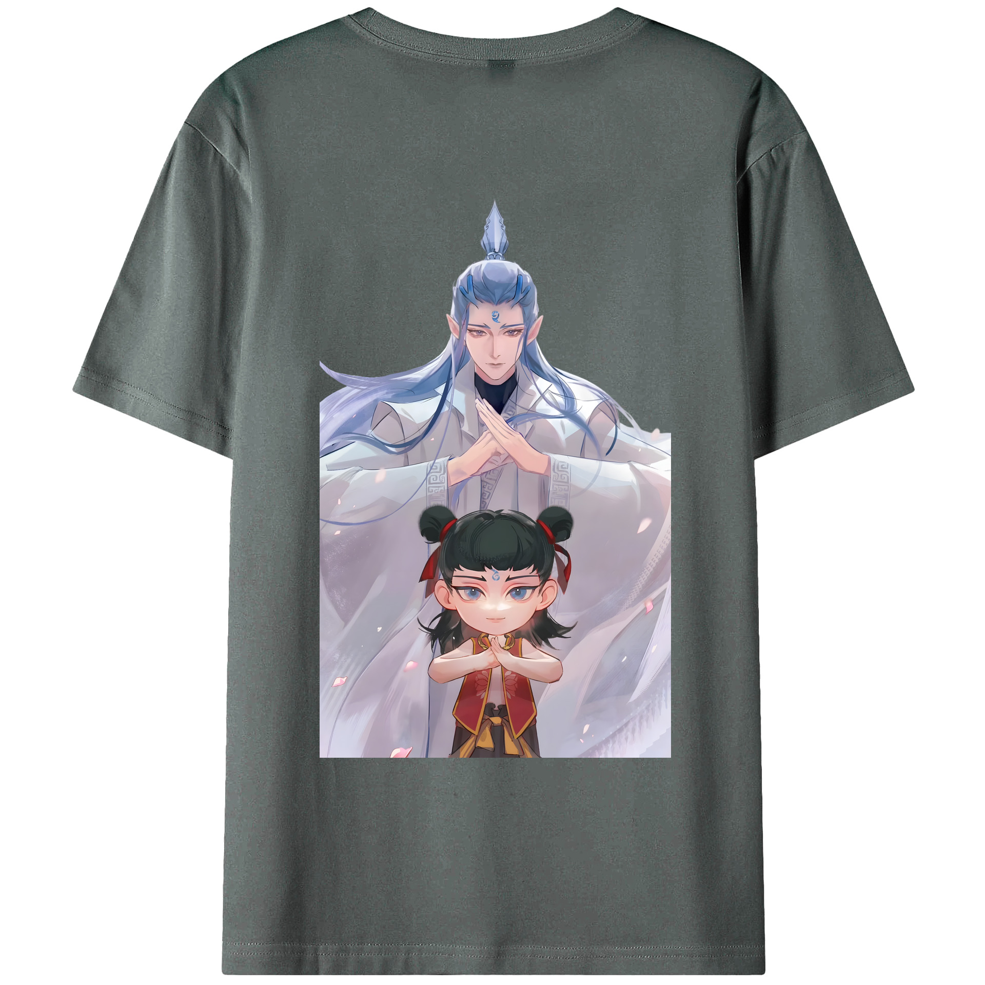 （画像用） Ne Zha 2 ナタ 魔童の大暴れ 綿100％ メンズ半袖Tシャツ（バックプリント） 通気性